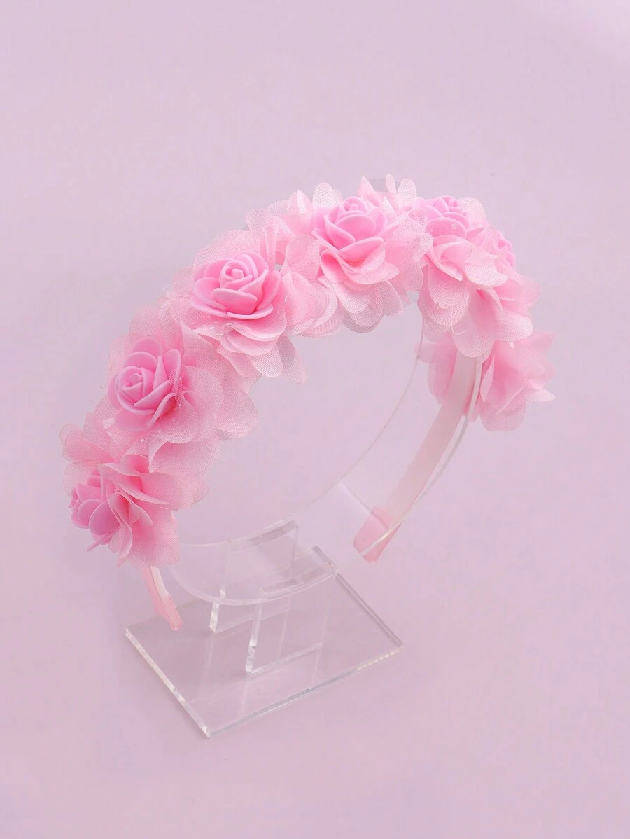 1pc Fashionable And Elegant 3D Flower Hairband In Pink - Pink - View 1