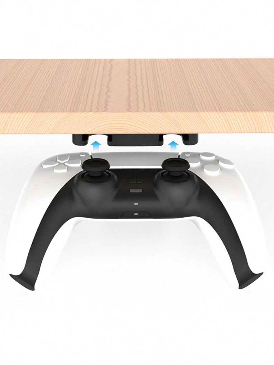 Ps5/ps4遊戲手柄支架,可懸掛桌底便攜式存儲架,遊戲外設配件 - 黑色 - 查看 1