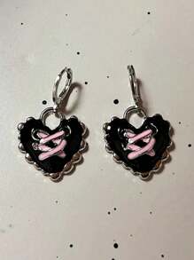 1對創意Y2K粉色蝴蝶結水晶十字銀色螺旋星耳環，可愛的星星耳環女士男士嘻哈Party珠寶禮物 - 彩色 - 查看 12