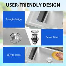 Kitchen Sink With 4 Knife Holders, Outdoor Free Standing Sink, Utility Single Bowl Kitchen Sink With Drainboard, Stainless Steel Sink For Commercial Kitchen Garage Laundry Room, 40"