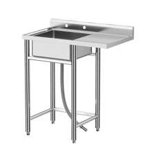 Kitchen Sink With 4 Knife Holders, Outdoor Free Standing Sink, Utility Single Bowl Kitchen Sink With Drainboard, Stainless Steel Sink For Commercial Kitchen Garage Laundry Room, 40"