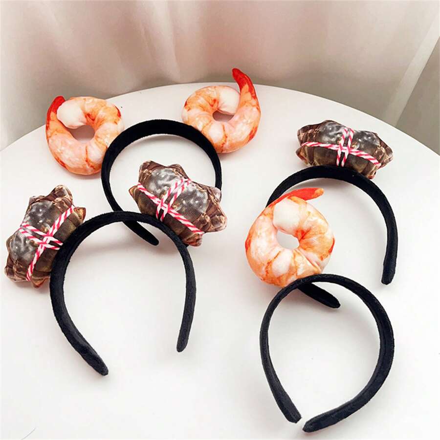 1个趣味逼真螃蟹发箍，虾形发夹，创意直播道具