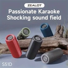 ZEALOT Enceinte Bluetooth ZEALOT S51 : haut-parleur sans fil résistant à l'eau et à la poussière, son surround double 5.2, basse profonde, entrée rechargeable, contrôle par bouton, compatible IOS/Android - parfait pour les activités à la plage, les fêtes à la piscine, le camping et plus encore.