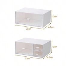 Organizer Drawer Transparent White Desktop Stationery Large Student Plastic Cosmetic Miscellaneous Storage Box, Desktop Display Box - Multicolor - View 7
