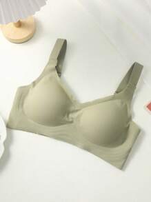 Affordable Plus Size Seamless Racerback Wireless Adjustable Sports Bra - Green - View 3