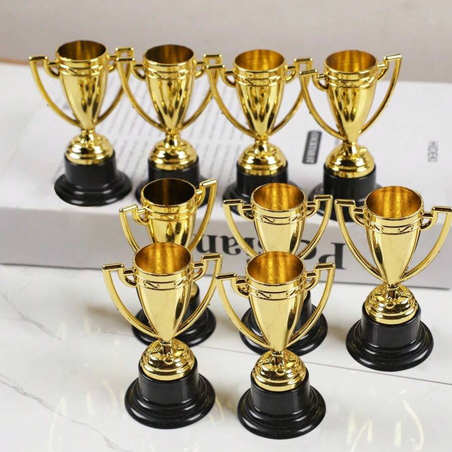 5入組塑料金色迷你獎杯獎品,適用於生日派對禮物、獎勵和彩鑼糖填充物 - 金色 - 查看 1