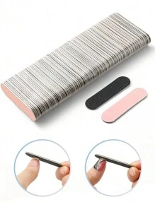 10/20/50/100/200 Pcs Disposable Black/Pink DIY Mini Nail Files - Double Sided Emery Boards For Manicure And Pedicure