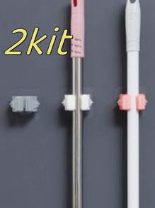 2kit Suporte Para Vassouras E Rodo, Suporte De Parede Fortalecer Gancho De Cozinha Banheiro Racks - Multicolorido - Visão 2
