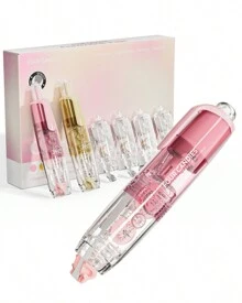 4PCS/2PCS Refillable Retractable White Out Correction Tape, Colorful Mini Aesthetic Pen Shaped Quick Dry Easy To Use Cute White Out With 4 Extra Refills For Students School Office Supplies - 粉紅色+杏色 - 查看 1