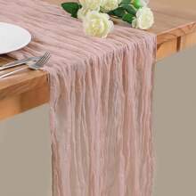 1 pieza Camino de mesa arrugado, Cubierta de mesa transparente de Bali, Mantel de gasa, Decoración rústica bohemia de otoño/invierno, Boda, Despedida de soltera, Fiesta festiva, Todo el año