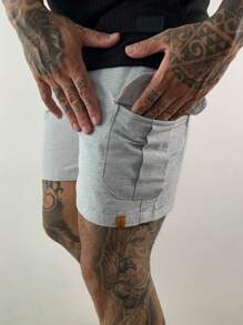Men Denim Shorts - 淺灰色 - 查看 4