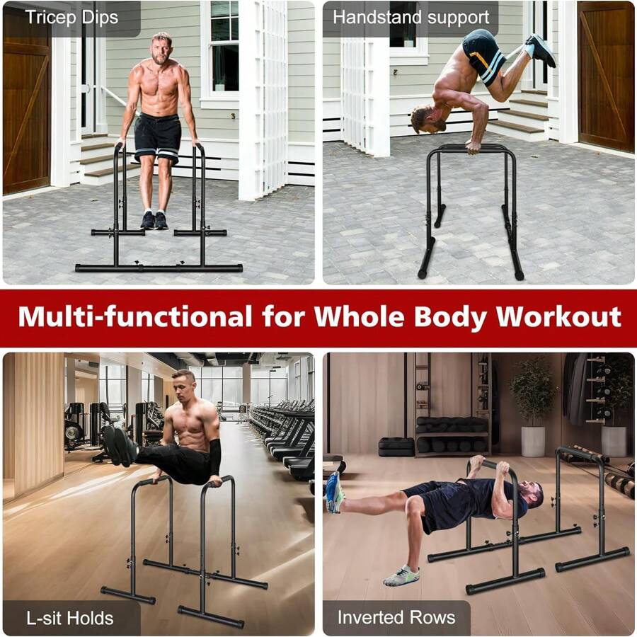 Adjustable Dip Bar Portable Functional Dip Stand Station Exercise Heavy ...