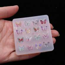 1pc Small Butterfly Nail Art Silicone Mold, 16 Butterflies Mold For Lightweight Clay, Epoxy Resin Craft