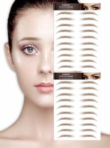 2 Pcs Natural-Looking Realistic BrownEyebrow Temporary TattooStickers - Easy ApplyDisposable - Brown - View 33