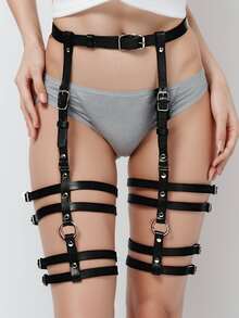 1pc Leather Hip Harness Women Sexy Lingerie Accessory Adjustable Thigh Wasit Belt Garters Strap Lady - Black - View 1
