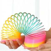 1 juguete de resorte en espiral con aspecto de arcoíris, un anillo mágico de descompresión, regalo de cumpleaños o festividad para niños y niñas (color aleatorio) - Multicolor - Ver 2