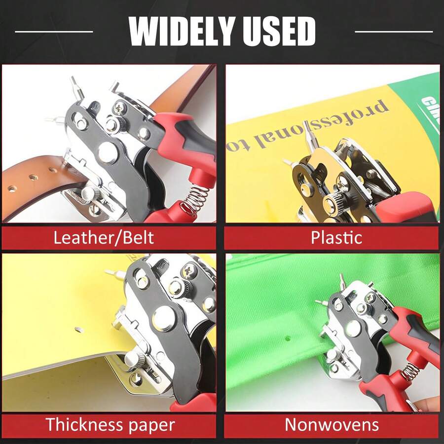 Leather Hole Punch Tool Stainless Steel Belt Hole Puncher With 6 Holes Adjustable Hole Punch