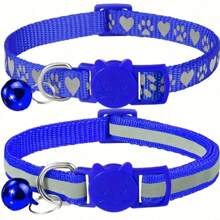 2pcs Reflective Pet Collar, Adjustable Anti-Choking Buckle Necklace For Small Cats And Dogs