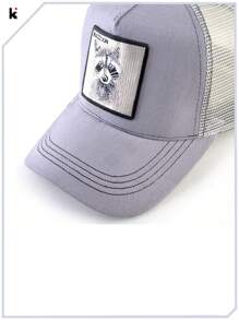 Men Animal Patch Decor Trucker Hat Street - Light Grey - View 3