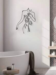 1PC Nghệ thuật treo tường trừu tượng đơn giản về cơ thể phụ nữ, nghệ thuật treo tường bằng kim loại, biển báo treo tường bằng kim loại hiện đại màu đen đẹp theo phong cách trang trại để treo bất kỳ phòng nào, trang trí tường, trang trí nhà cửa, trang trí phòng, trang trí tường - màu đen - Xem 6
