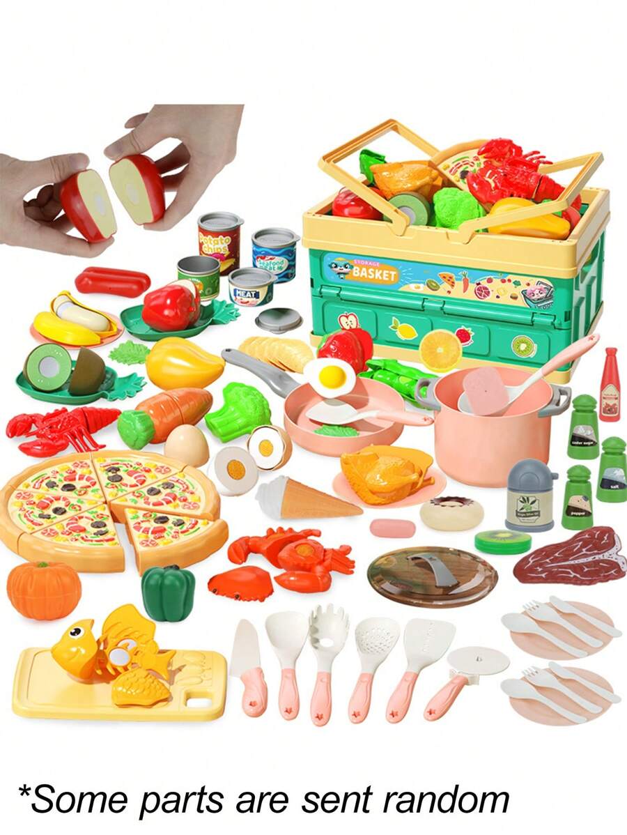 1組兒童假裝玩切割蔬菜和水果玩具套裝，假期小禮物裝飾（11PCS-43PCS-94PCS）