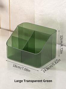 1pc Thick Transparent Compartment Storage Box, Desktop Organizer For Cosmetics, Lipstick, Makeup Brushes And Pens - Multicolor - View 8