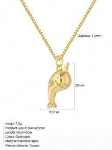 1pc Heart-Shaped Demon Eye, Star & Sun, Turtle, Bee, Conch Shaped Golden Pendant Necklace, Ocean Theme Stainless Steel Women's Jewelry - Yellow Gold - View 46