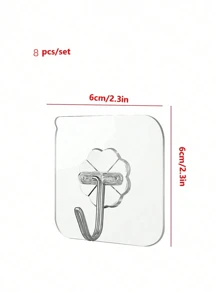 5 piezas/1 piezas /8 piezas Gancho de pared adhesivo fuerte de acero inoxidable transparente, gancho de almacenamiento de llaves multiusos, adecuado para cocina, baño, puerta
