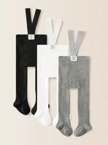 Set de 3 leggings para bebé/niño pequeño con calcetines, pantalones de suspensores a rayas para actividades al aire libre, apto para todas las estaciones