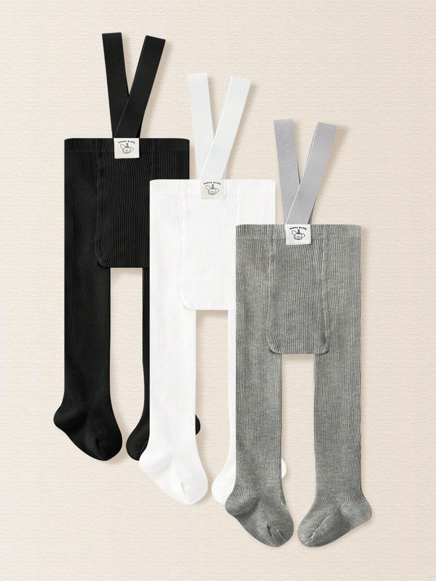 Set de 3 leggings para bebé/niño pequeño con calcetines, pantalones de suspensores a rayas para actividades al aire libre, apto para todas las estaciones