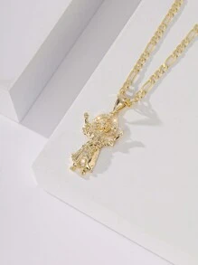 1 pieza Collar colgante de Jesucristo 3D con incrustaciones de cobre de lujo, colorido zirconio, mejor regalo deseado, adecuado para parejas, amigos, novias, uso diario/festivo y oración