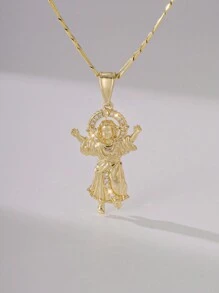 1 pieza Collar colgante de Jesucristo 3D con incrustaciones de cobre de lujo, colorido zirconio, mejor regalo deseado, adecuado para parejas, amigos, novias, uso diario/festivo y oración
