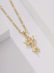 1 pieza Collar colgante de Jesucristo 3D con incrustaciones de cobre de lujo, colorido zirconio, mejor regalo deseado, adecuado para parejas, amigos, novias, uso diario/festivo y oración