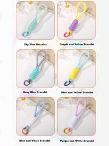 1 Máy tính hai màu Dây treo điện thoại & Móc khóa, Vỏ điện thoại ngắn đơn giản Dây buộc đa năng, Mặt dây chuyền vòng chìa khóa xe hơi sáng tạo - Nhiều màu - Xem 4