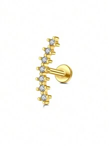 CIZME 1PC Gold Cubic Zirconia Cartilage Earrings, Lip Rings, Stud Piercing Jewelry For Cartilage/Tragus/Helix/Conch, Stainless Steel Helix Tragus Cartilage Earring For Women, 16G 20G Cartilage Earring, Helix Earrings Flat Back Cartilage Helix Conch Piercing Jewelry For Women, 16G 20G Tragus Earrings For Women, Flat Back Cartilage Earring Stainless Steel, Flat Back Stud Earrings Labret Conch Helix Cartilage Tragus Piercing Jewelry