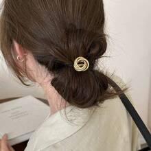 1 件/2 件简约优雅金属半圆形发带，女士日式复古马尾辫发夹，个性化发饰