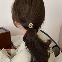 1 件/2 件简约优雅金属半圆形发带，女士日式复古马尾辫发夹，个性化发饰
