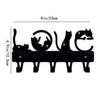 1pc Cat Key Holder, Wall-Mounted Key Holder Featuring A Curly-Haired Cat, Key Hanger, Towel Rack, Clothes And Hat Stand - Multicolor - View 3