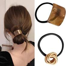 1 件/2 件简约优雅金属半圆形发带，女士日式复古马尾辫发夹，个性化发饰