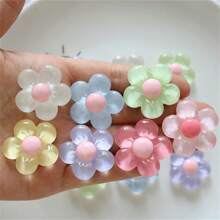 10pcs Mixed Pack Transparent Seven-Color Cartoon Flower Shaped Diy Accessory For Earrings, Hair Accessories, Stationery, Phone Case, Keychain, Cup, Fridge Sticker & Decorative Material, Includes Double-Sided Tape Valentines