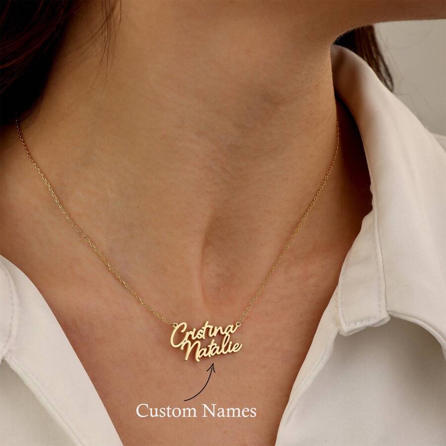 Custom Name Necklace, Two Name Necklace, Personalized Name Necklace, Gold Name Necklace, Necklace For Women, Double Name Necklace, Personalized Gift For Her