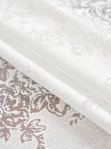 1 pieza Mantel blanco con borlas y diseño de rosa para mesa de café, cocina, comedor, adecuado para decoración de cumpleaños, fiesta o cena familiar