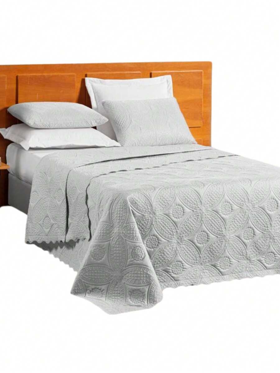 Marie Queen Premium Double-Sided Bedspread Kit 2.60m X 2.40m Various Colors Quilted 3 Pieces - 白色 - 查看 1