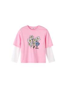 Annil Annil Tween Girls Gola Redonda Manga Comprida Camiseta de Malha Primavera e Outono Camisa de Base