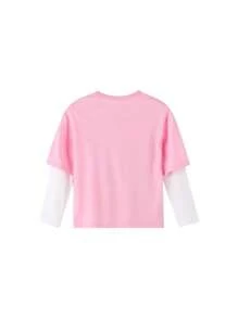 Annil Annil Tween Girls Gola Redonda Manga Comprida Camiseta de Malha Primavera e Outono Camisa de Base