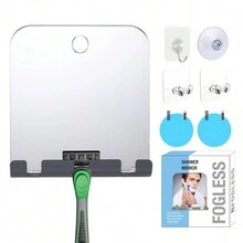 Acrylic Fogless Shower Mirror Set With Razor Holder, Anti-Shatter Fog-Free Mirror For Shower And Shaving, Flat Anti-Fog Mirror, Travel Shatterproof Shower And Make-Up Mirror - Clear - View 9
