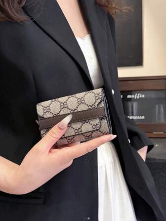 New Brown PU Floral Printed Accordion Fashionable And Practical Anti-Theft Cardholder With Multiple Card Slots Retro Lightweight Clutch Bag With Flip Cover Card Holder Wallet Business Card Holder Credit Card Holder Women For Women Wallet Mini Wallet Purse Wallet Card Wallet