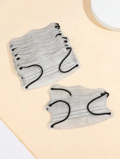 10入組女性簡約風格一次性口罩，V型設計顯示小臉