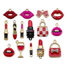 15 件混合时尚珐琅合金和包包高跟鞋化妆饰品镀金优雅女士 DIY 吊坠女孩耳环项链珠宝制作工艺用品 - 彩色 - 查看 8