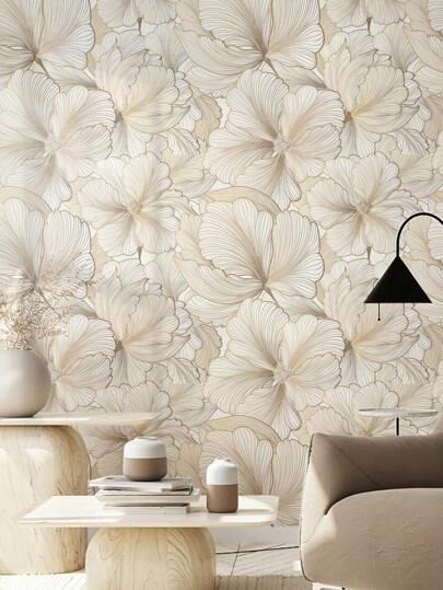 1 Roll 3D PVC Removable Wallpaper With Silver Ginkgo Leaf Pattern, Waterproof, Cuttable, Suitable For Living Room, Bedroom, Bathroom Wall Decor, Seamless Ginkgo Leaf Design For Cabinet, Furniture Renovation And Protection